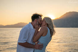 Wedding proposal on boat at sea of Capri